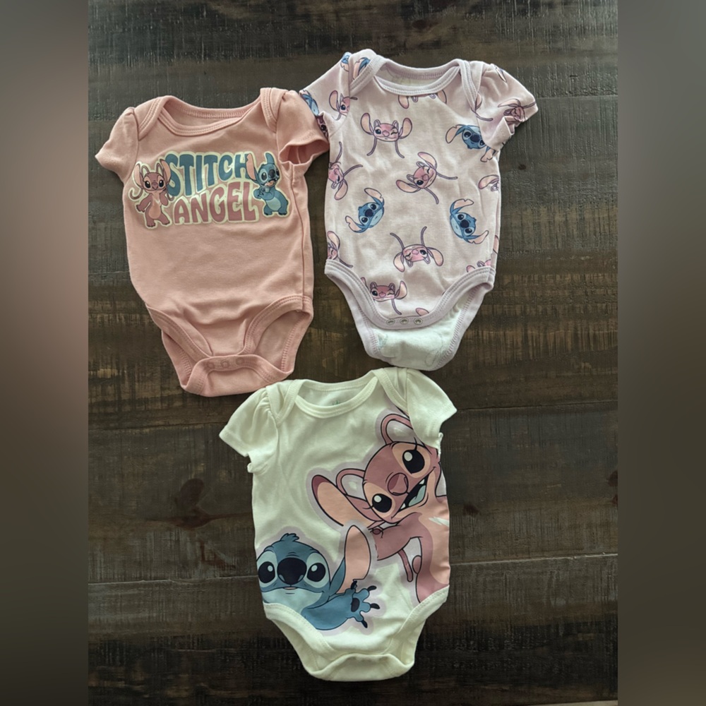 Stitch and Angel Baby Onesies Set